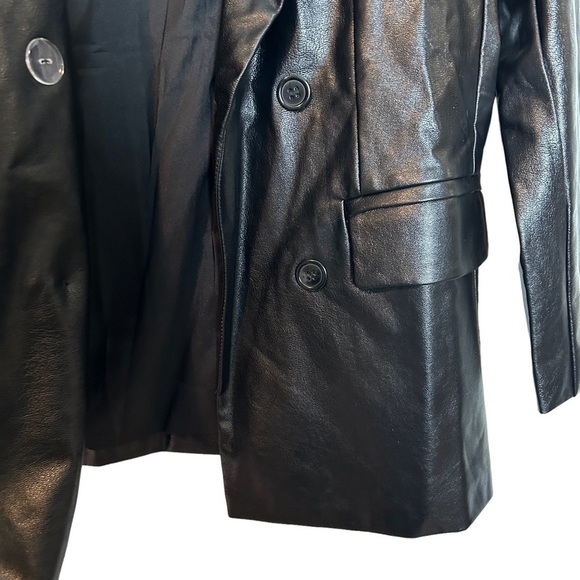Princess Polly Ellen Faux Leather Fully Lined Black Blazer Sz. XS/S NWT - Picture 6 of 16